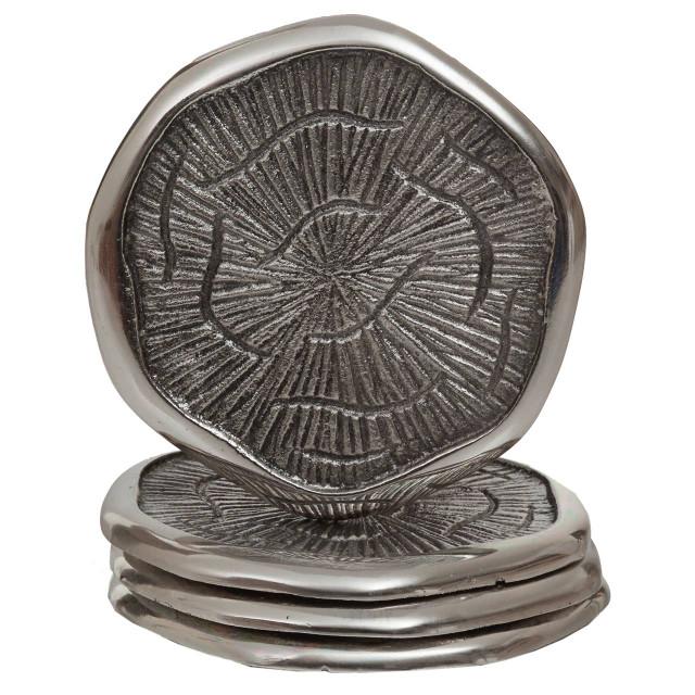 premier housewares Silva Set Of Four Oak Effect Silver Top Coasters