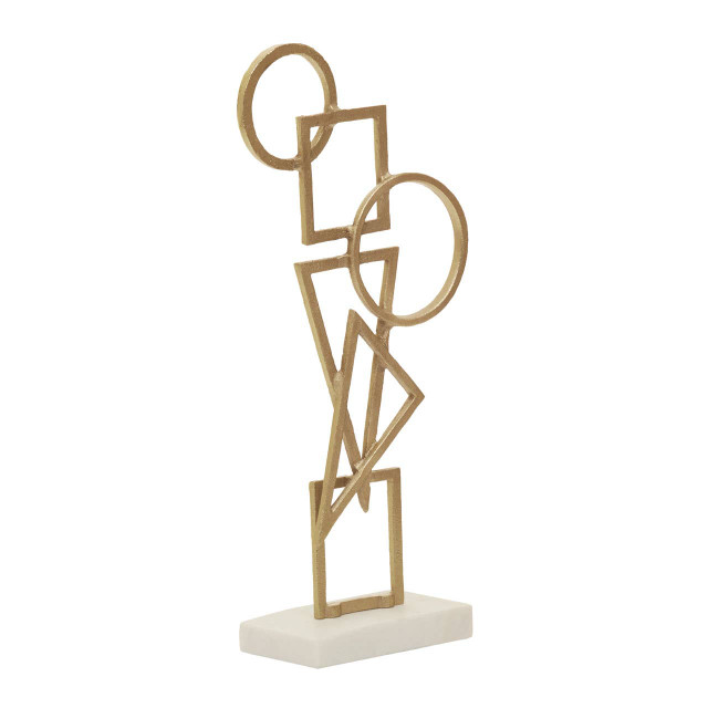 Premier Housewares Simbolo Gold Metal Sculpture On Marble Base