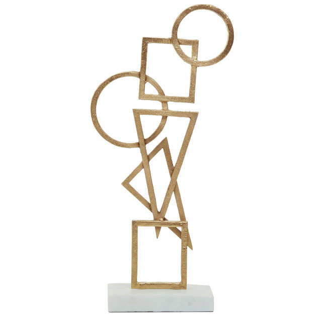 premier housewares Simbolo Gold Metal Sculpture On Marble Base