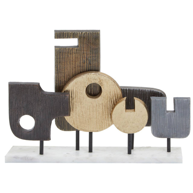 premier housewares Simbolo Large Assorted Colour Metal Sculpture On Marble Base
