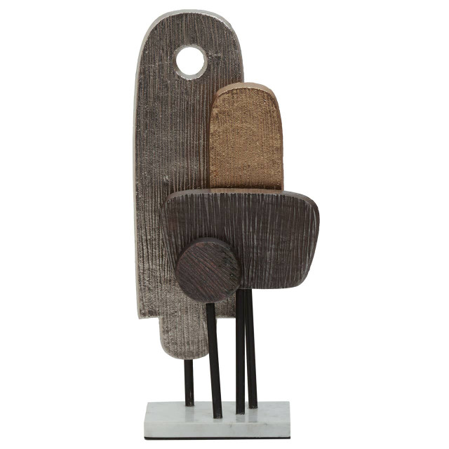 premier housewares Simbolo Small Assorted Colour Metal Sculpture On Marble Base