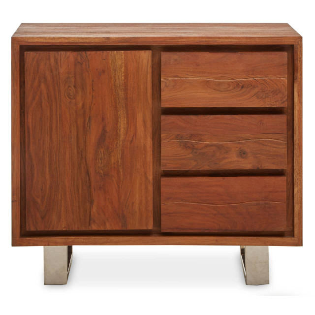 Premier Housewares Simla Acacia Wood 1 Door And 3 Drawers Sideboard
