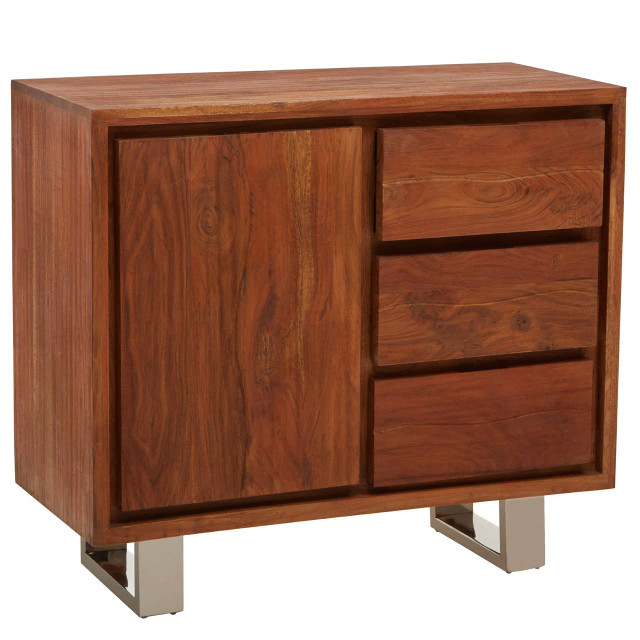 Premier Housewares Simla Acacia Wood 1 Door And 3 Drawers Sideboard