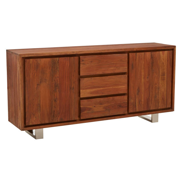 Premier Housewares Simla Acacia Wood 2 Doors And 3 Drawers Sideboard