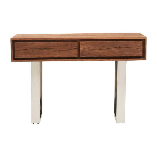 Premier Housewares Simla Acacia Wood Two Drawer Console Table