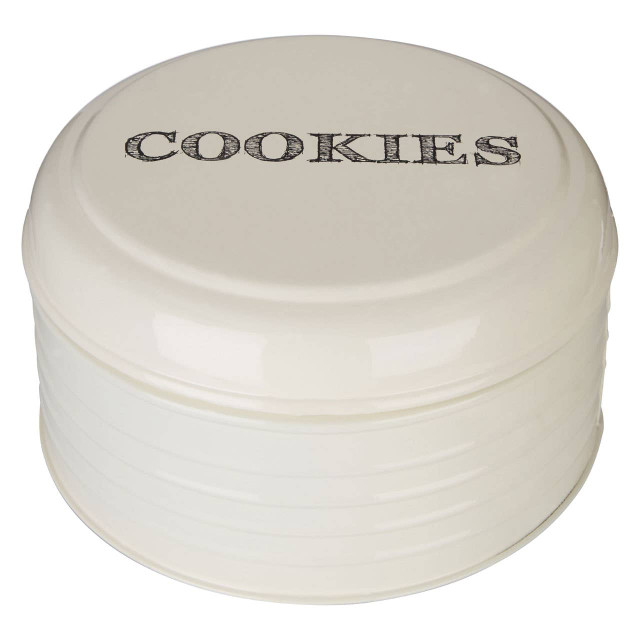 Premier Housewares Sketch Cream Finish Round Biscuit Tin