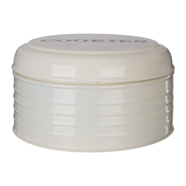 Premier Housewares Sketch Cream Finish Round Biscuit Tin