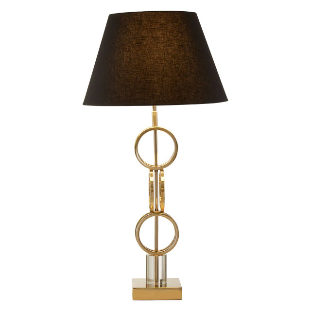 Premier Housewares Skye Gold Finish Table Lamp With Dual Ring Base
