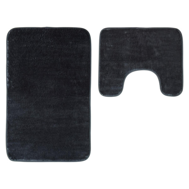 Premier Housewares Soak Charcoal Grey Bath And Pedestal Mat Set