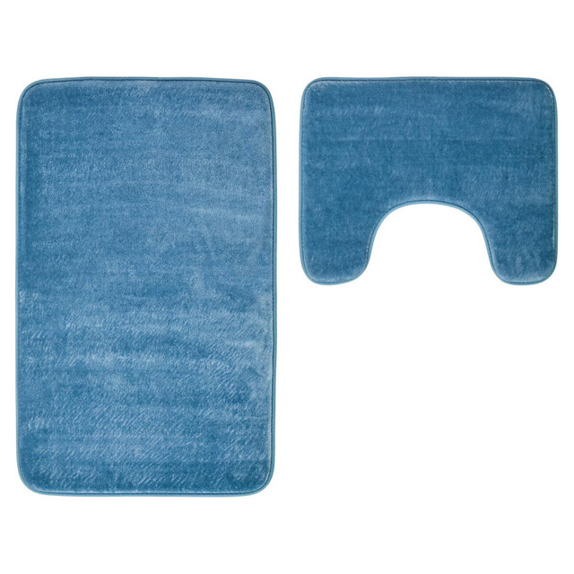 Premier Housewares Soak Denim Blue Bath And Pedestal Mat Set