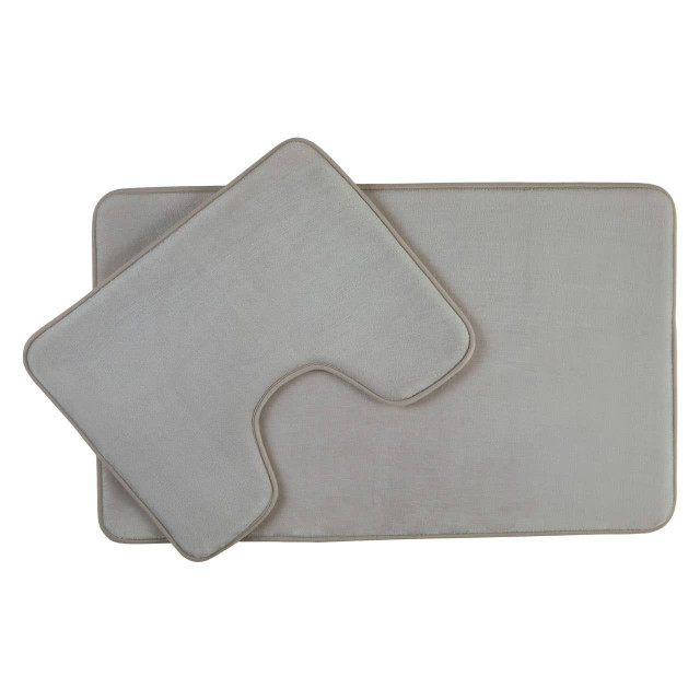 Premier Housewares Soak Light Grey Bath And Pedestal Mat Set