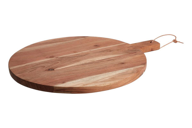 Premier Housewares Socorro Acacia Wood Large Round Chopping And Serving Board Natural Finish
