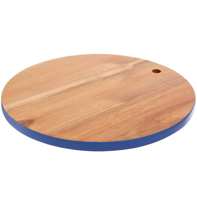 premier housewares Socorro Round Acacia Chopping and Serving Board with Blue Edge