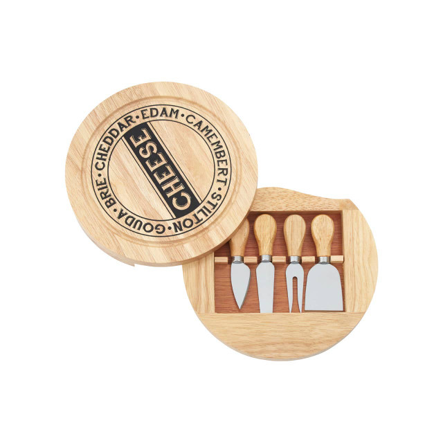 Premier Housewares Soka Rubberwood 4pc Cheese Knife Set With Storage Board