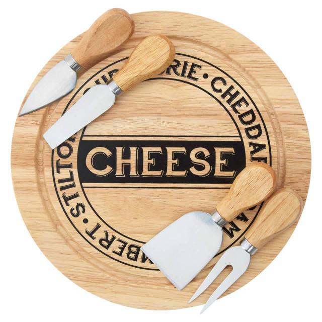 premier housewares Soka Rubberwood 4pc Cheese Knife Set With Storage Board