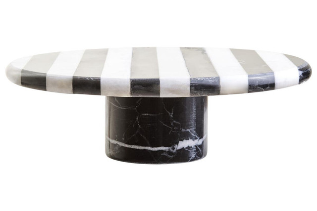 Premier Housewares Soma Large Black And White Marble Cake Stand