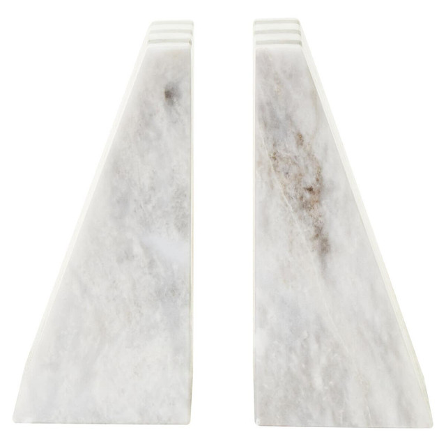 Premier Housewares Soma Set Of Two Striped White Marble Bookends