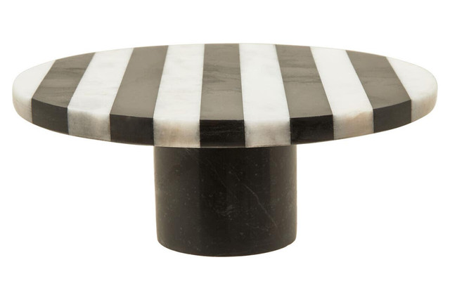 Premier Housewares Soma Small Black And White Marble Round Cake Stand