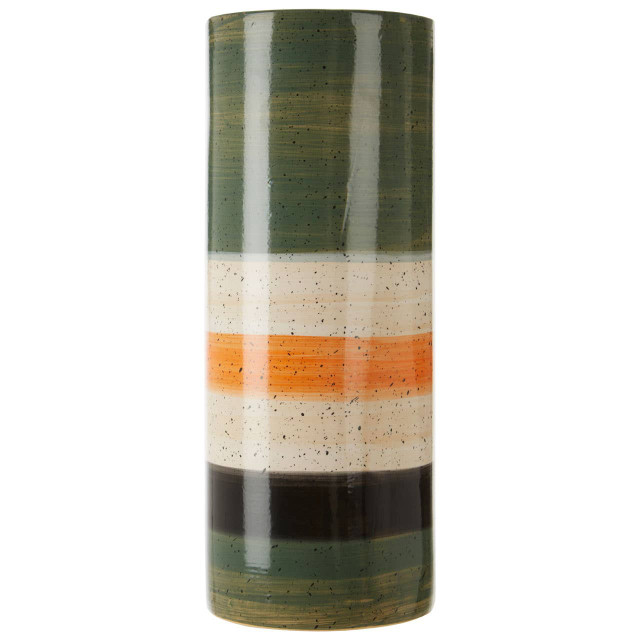 Premier Housewares Sorrell Large Green And Orange Stripe Ceramic Vase