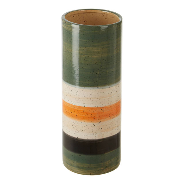 Premier Housewares Sorrell Large Green And Orange Stripe Ceramic Vase