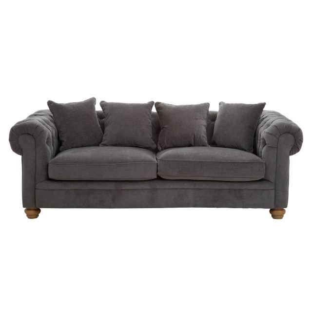 Premier Housewares Spencer Three Seat Grey Fabric Sofa