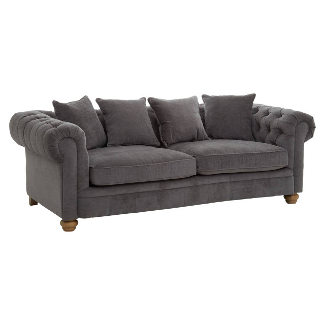 Premier Housewares Spencer Three Seat Grey Fabric Sofa