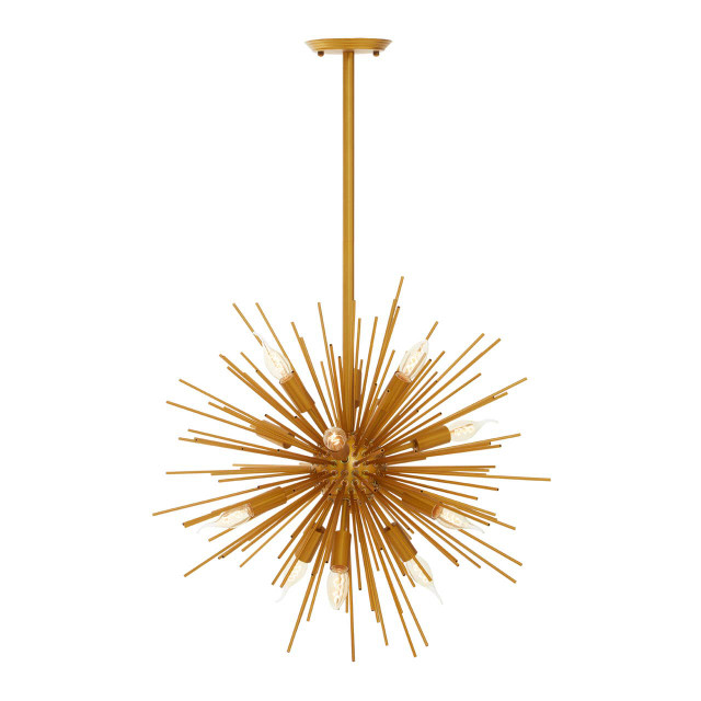 Premier Housewares Spike Brass Finish Metal Pendant Light
