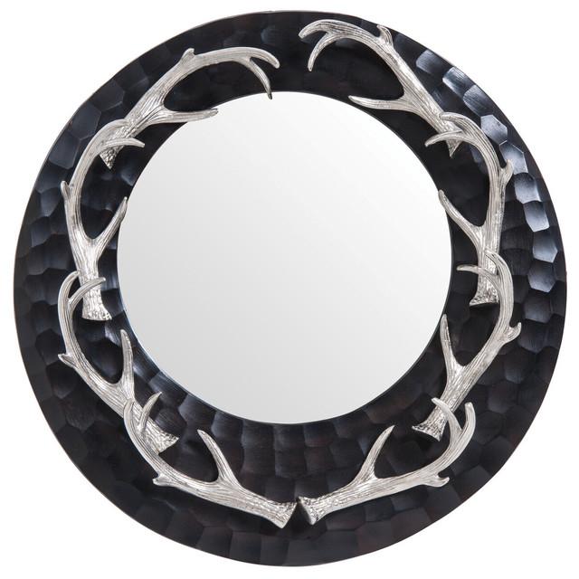 Premier Housewares Stag Antler Brown And Nickel Finish Wall Mirror
