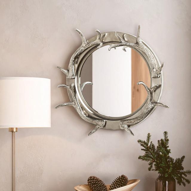 Premier Housewares Stag Antler Steel And Nickel Finish Wall Mirror