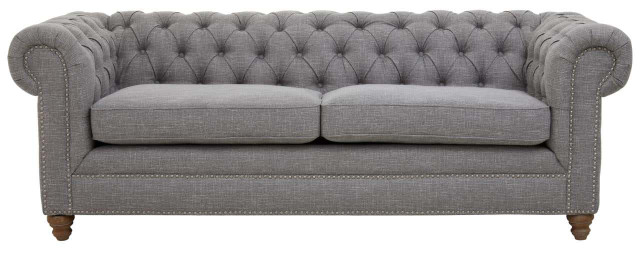 Premier Housewares Stella Three Seat Grey Linen Sofa