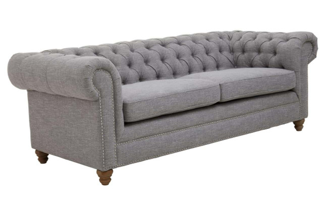 Premier Housewares Stella Three Seat Grey Linen Sofa