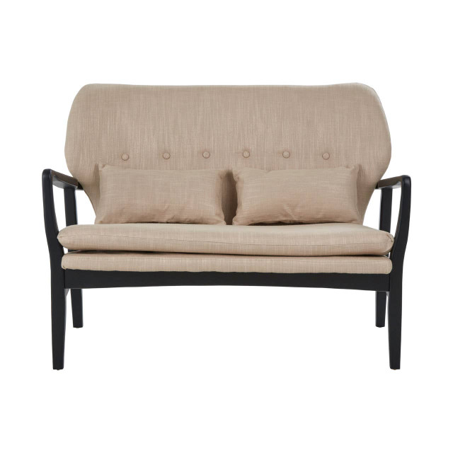 Premier Housewares Stockholm 2 Seat Beige Sofa With Black Wood Frame