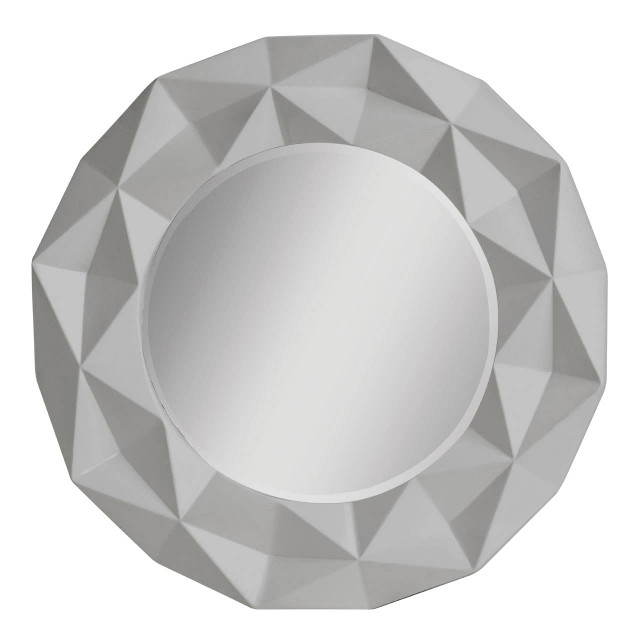 premier housewares Stockholm 3D Effect Grey High Gloss Round Wall Mirror