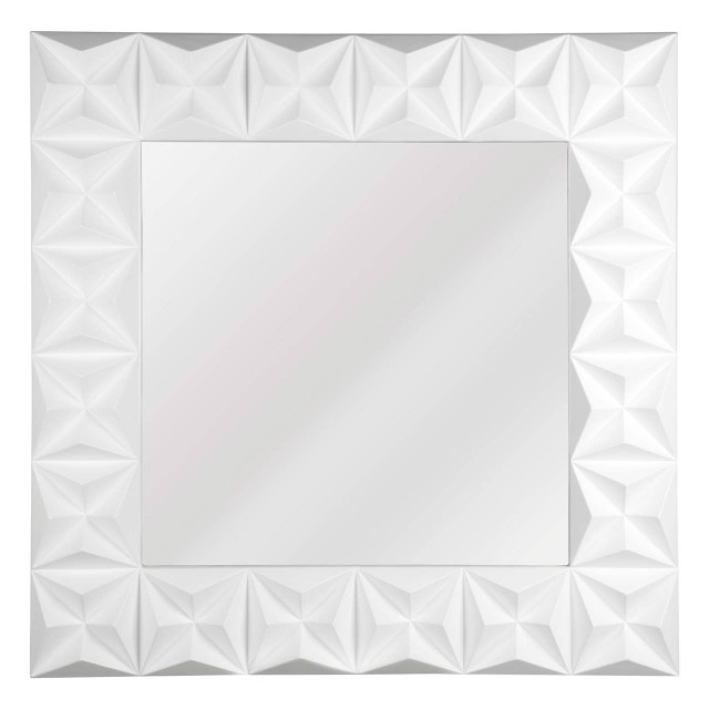 Premier Housewares Stockholm 3D Effect Wall Mirror With White High Gloss Finish