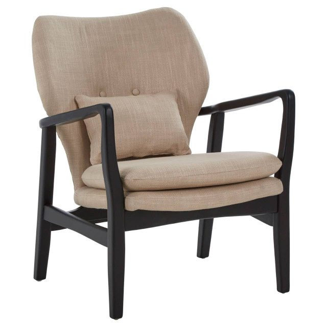 Premier Housewares Stockholm Beige Chair With Black Wooden Frame
