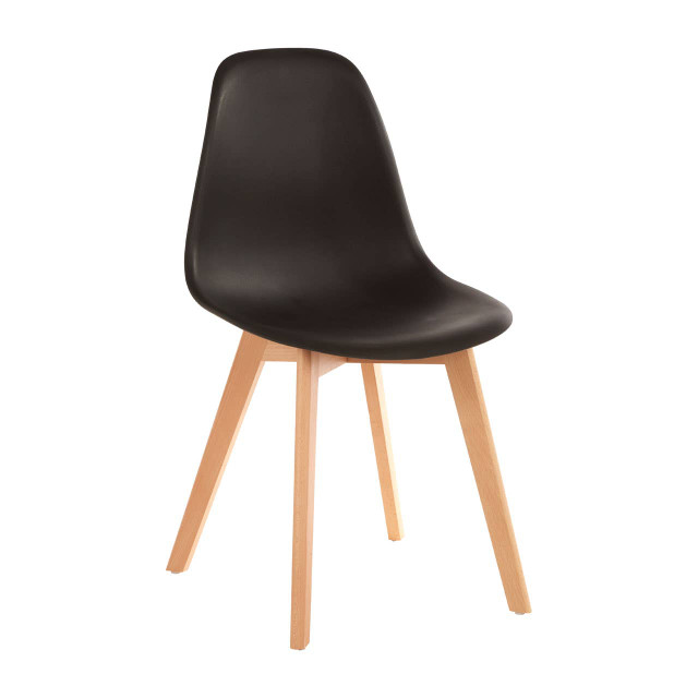 Premier Housewares Stockholm Black Chair With Beech Wood Legs