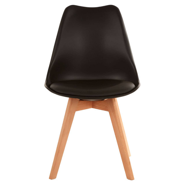 premier housewares Stockholm Black Chair with Cushion and Beech Wood Legs