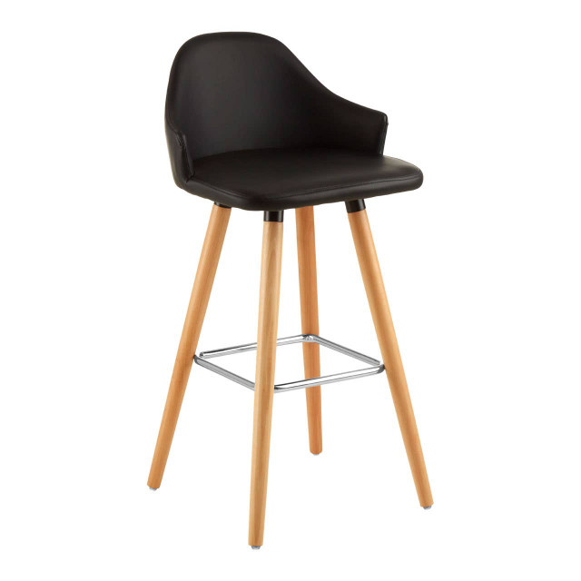 Premier Housewares Stockholm Black Curved Backrest Bar Stool