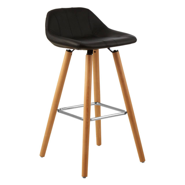Premier Housewares Stockholm Black Faux Leather Bar Stool