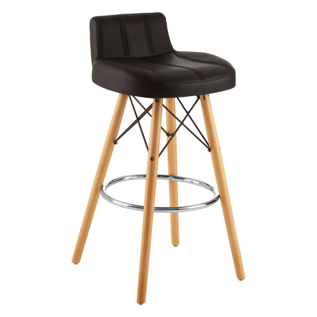 Premier Housewares Stockholm Black Leather Effect Bar Stool