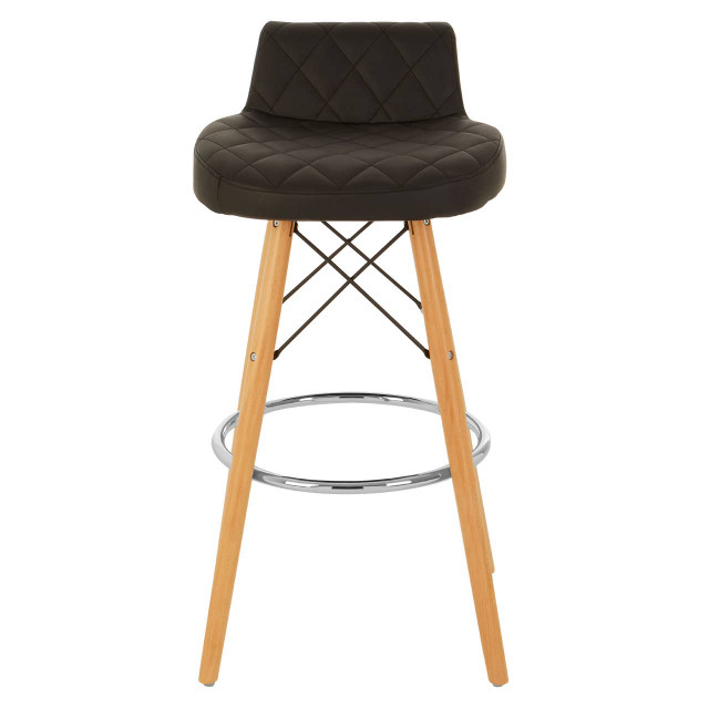 Premier Housewares Stockholm Black Leather Effect Seat Bar Stool