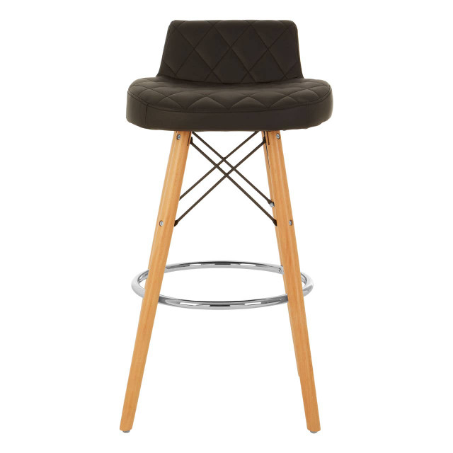 premier housewares Stockholm Black Leather Effect Seat Bar Stool