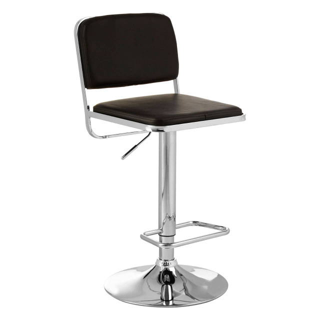 Premier Housewares Stockholm Black Seat And Chrome Base Bar Stool
