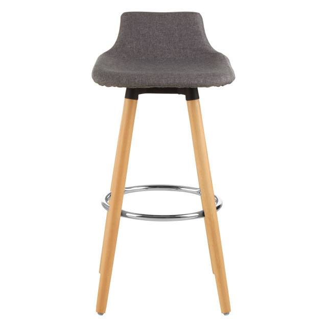 Premier Housewares Stockholm Grey Bar Stool With Beechwood Legs