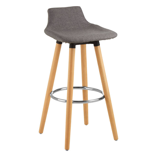 Premier Housewares Stockholm Grey Bar Stool With Beechwood Legs