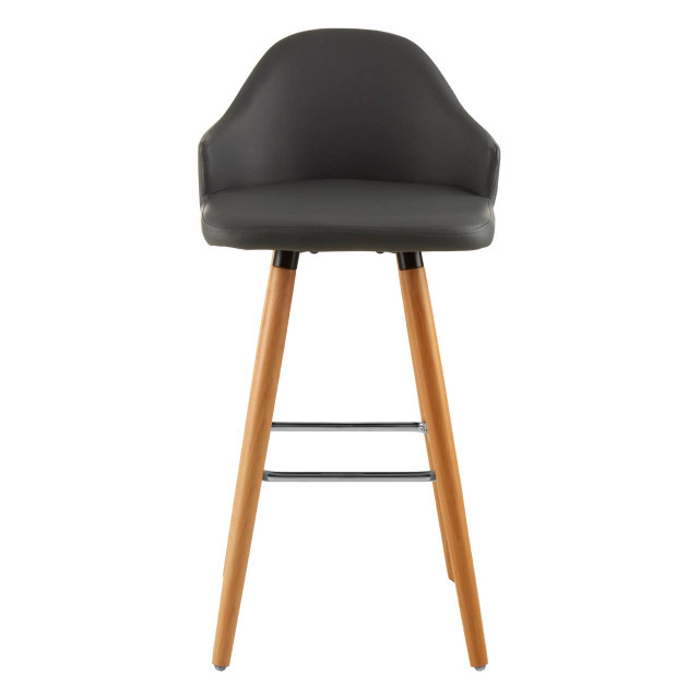 premier housewares Stockholm Grey Faux Leather Bar Stool with Beechwood Legs