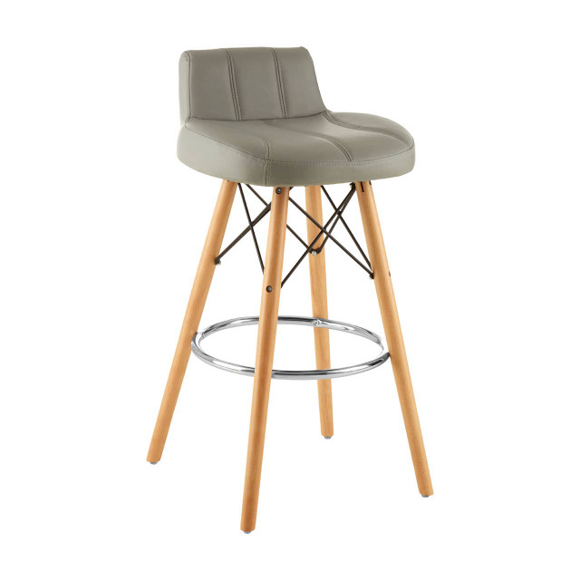 Premier Housewares Stockholm Grey Leather Effect Bar Stool
