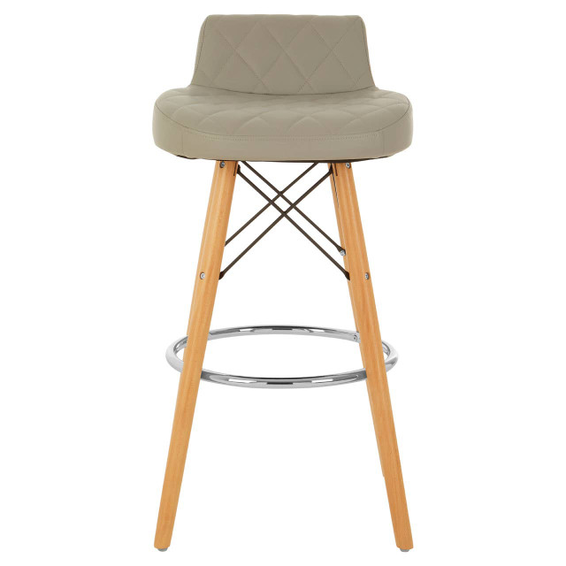 Premier Housewares Stockholm Grey Leather Effect Seat Bar Stool