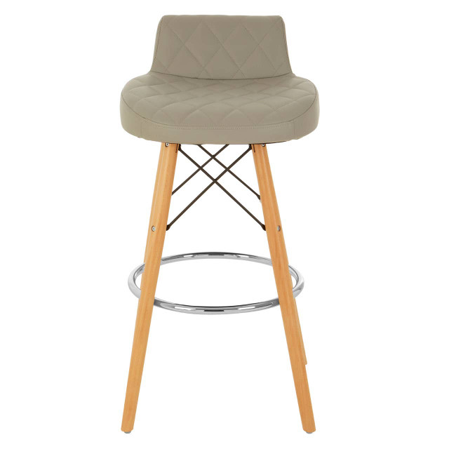 Premier Housewares Stockholm Grey Leather Effect Seat Bar Stool