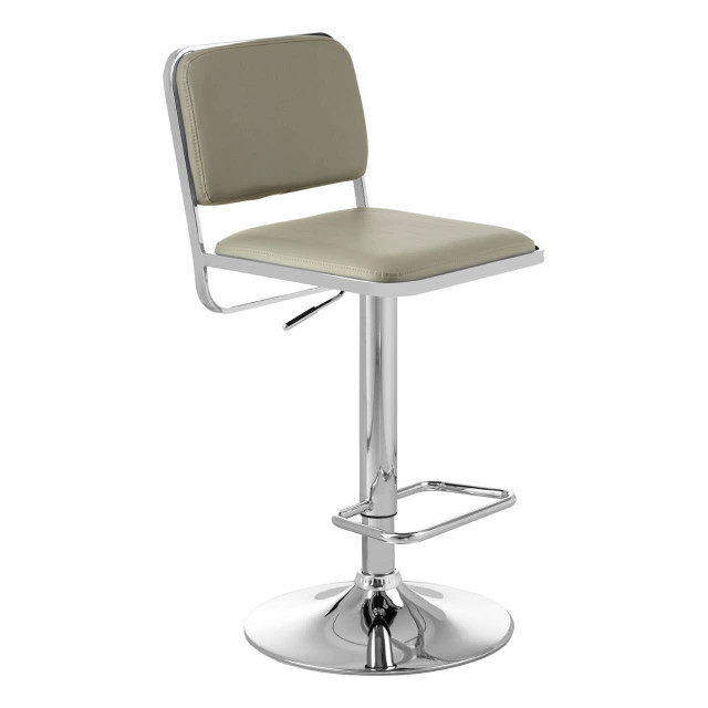 Premier Housewares Stockholm Light Grey Seat And Chrome Base Bar Stool